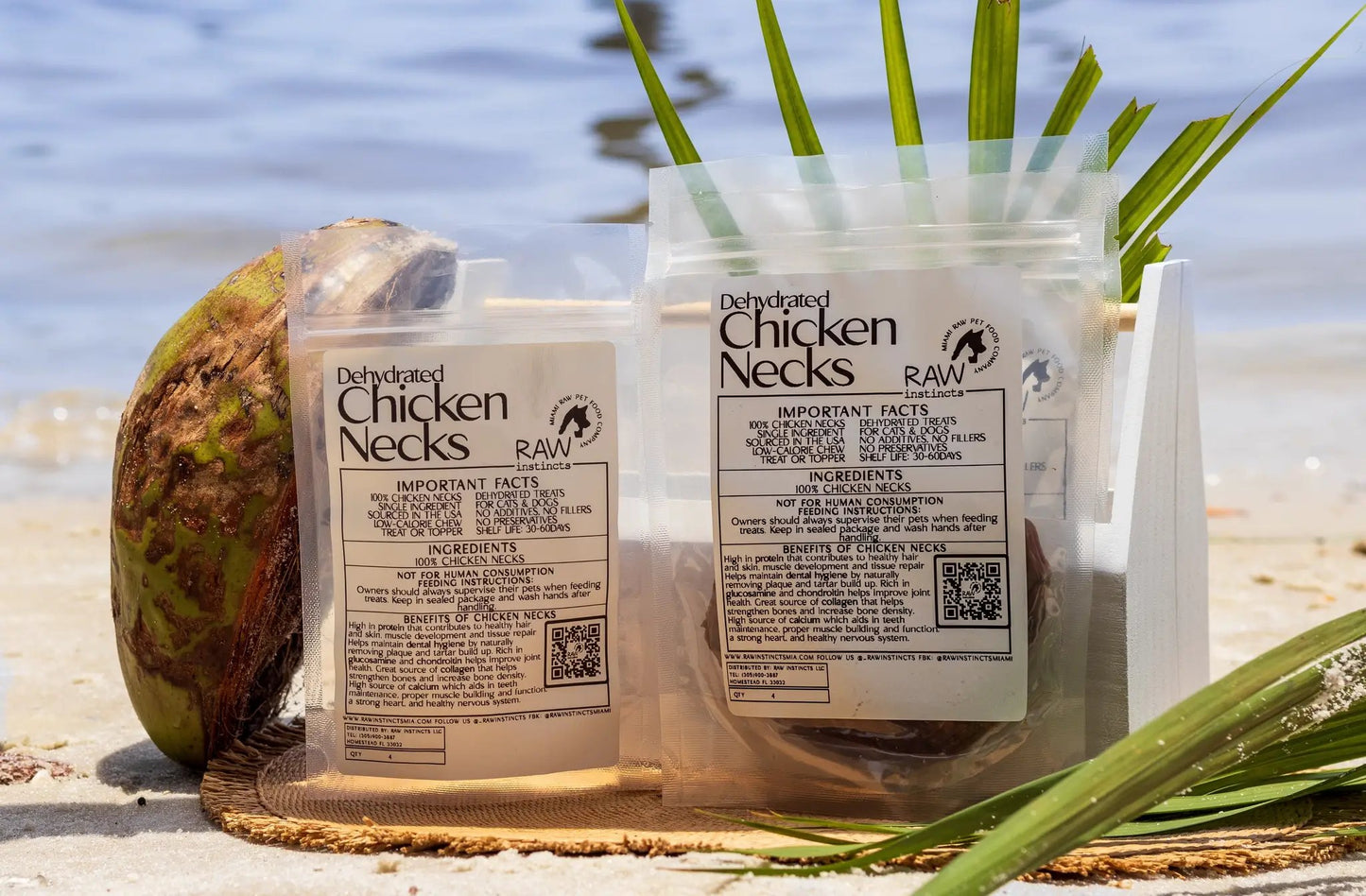 Dehydrated Chicken Necks Raw Instincts in 2 bags, for pets on Tampa Home & Garden Store