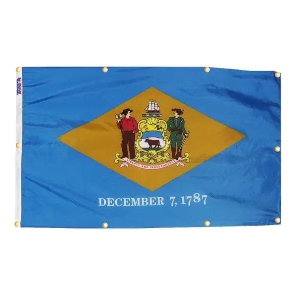 Delaware flag wall hanging with grommets, blue field and gold crest, Flagman of America on Tampa Home & Garden Store