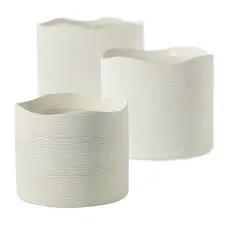 Delphi Pot 5 Inch white ceramic pots set of three with ribbed texture on Tampa Home & Garden Store