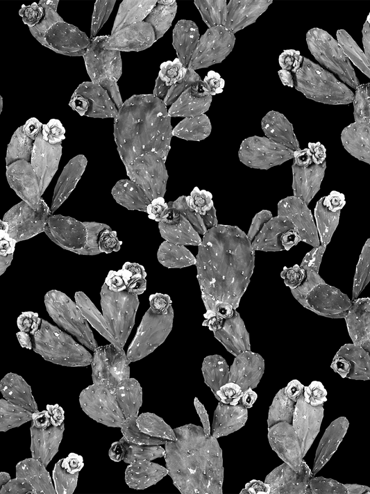 Desert Blooms Wallpaper black and gray cactus pad pattern Samantha Santana Creative on Tampa Home & Garden Store