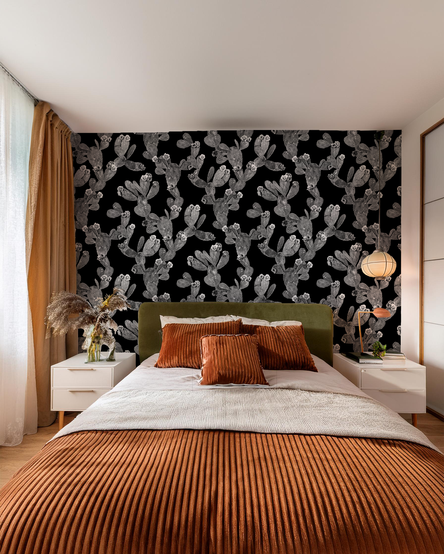 Desert Blooms Wallpaper, black and gray - Tampa Home & Garden Store