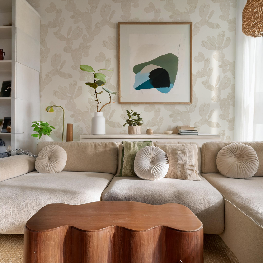 Desert Blooms Wallpaper, neutral - Tampa Home & Garden Store