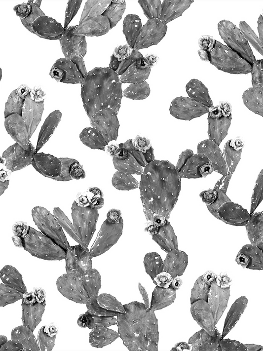 Desert Blooms Wallpaper monochrome cactus pad pattern by Samantha Santana Creative on Tampa Home & Garden Store