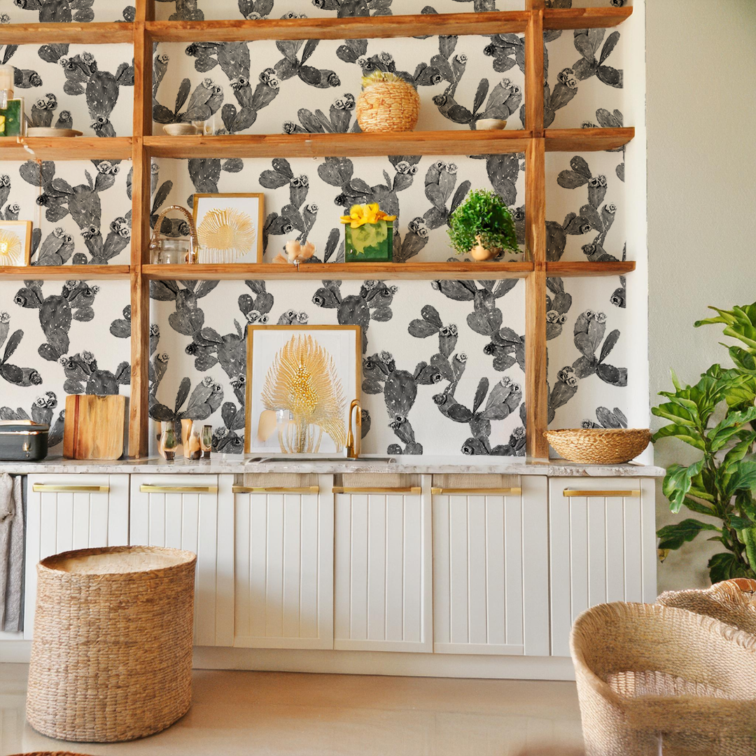 Desert Blooms Wallpaper, white and black - Tampa Home & Garden Store