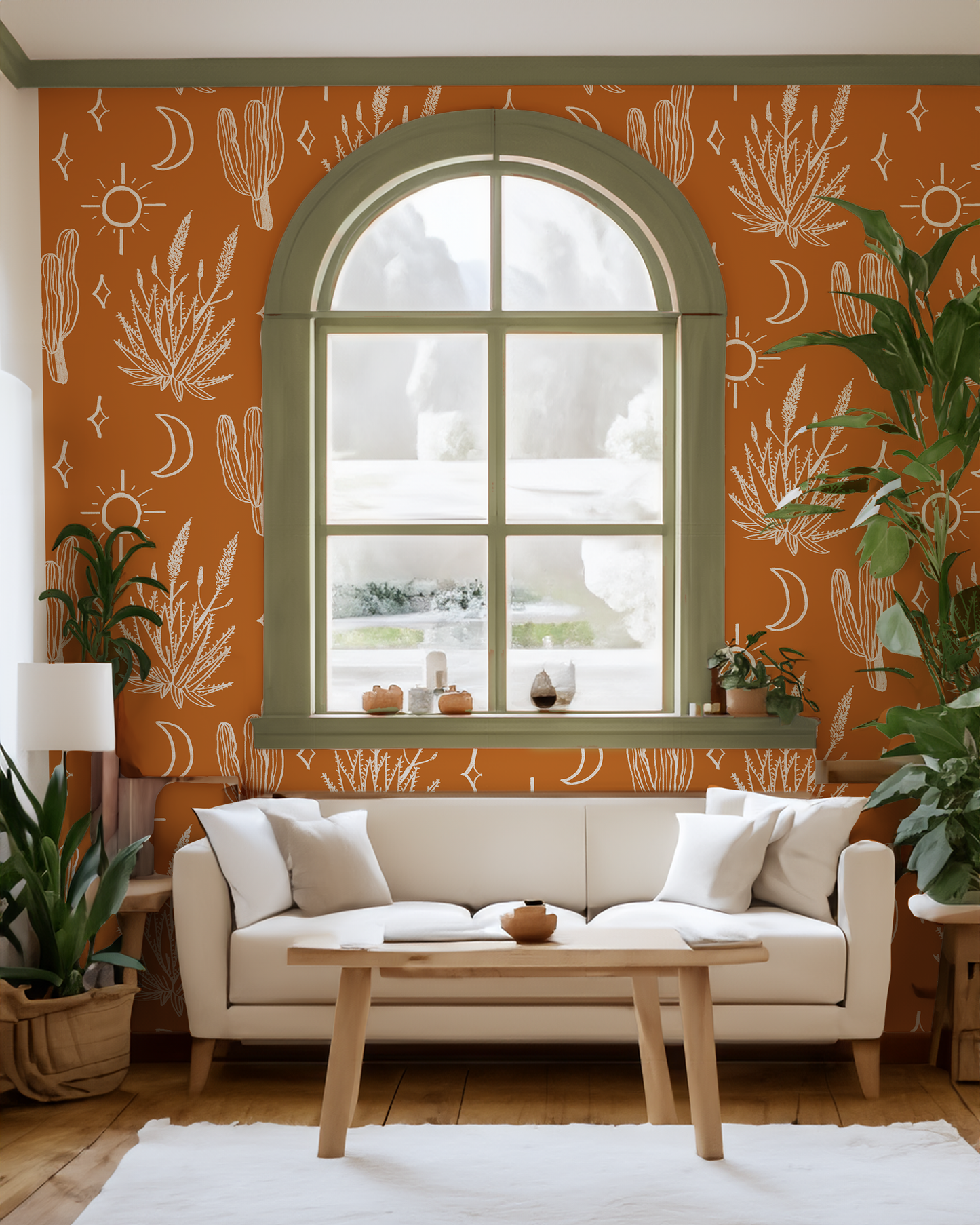 Desert Sky Wallpaper, large pattern, orange and white - Tampa Home & Garden Store