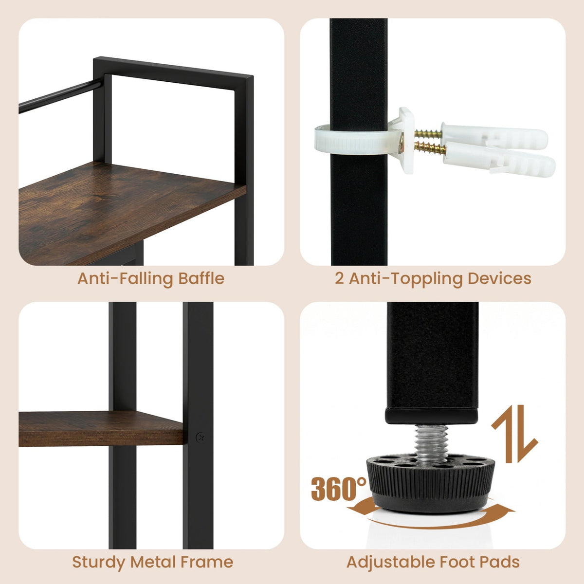 DirectDeals desktop bookshelf 38.5in black metal frame with shelves on Tampa Home & Garden Store