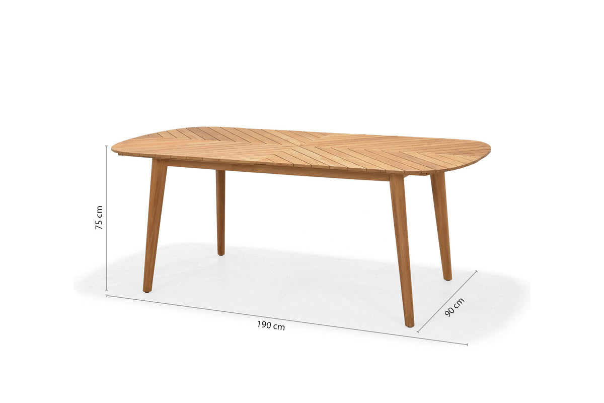 Jade Rectangular Teak Table outdoor dining table with slatted oval top LifestyleGarden US on Tampa Home & Garden Store