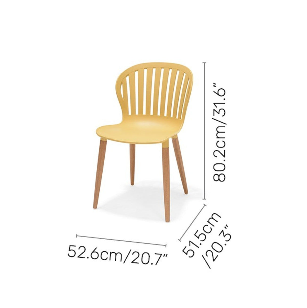 Nassau Side Chair Honey Yellow Social Plastic® 2pc set with molded seat, slatted back, wood legs on Tampa Home & Garden Store