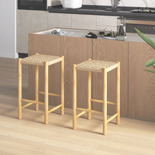26 Inch Dining Bar Stool Set of 2-Natural - Tampa Home & Garden Store