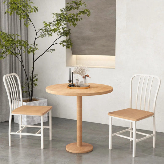 Armless spindle-back dining chairs, white frames with natural wood seats, set of 2 on Tampa Home & Garden Store