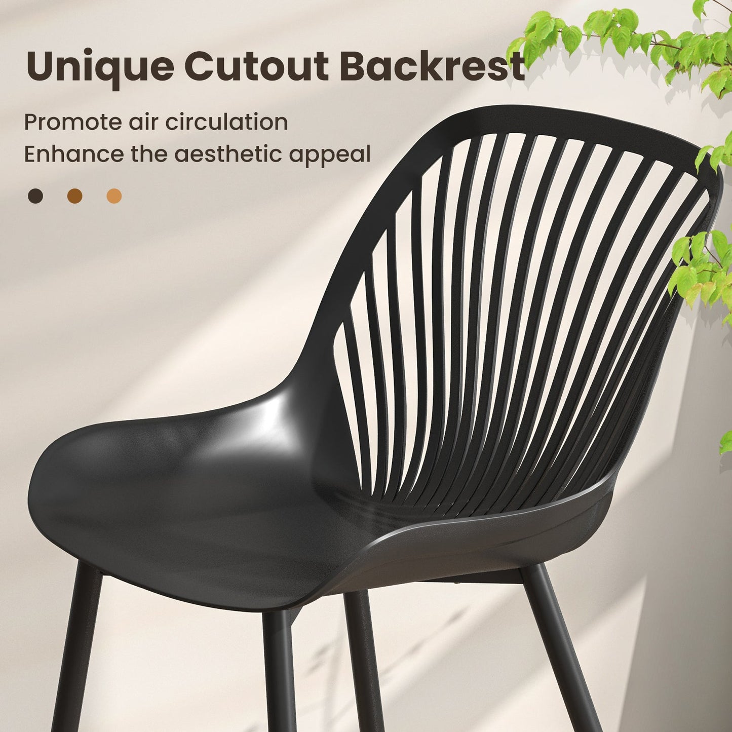Modern Kitchen Chair by DirectDeals with metal legs, black finish, slatted backrest on Tampa Home & Garden Store
