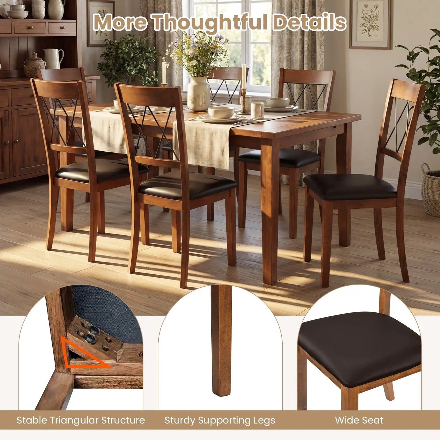 Dining chair set of 2 armless walnut chairs with fabric-upholstered seats and X-back on Tampa Home & Garden Store