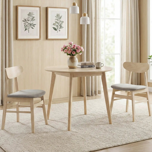 Dining chair set of 2 natural wood armless with gray upholstered seats on Tampa Home & Garden Store