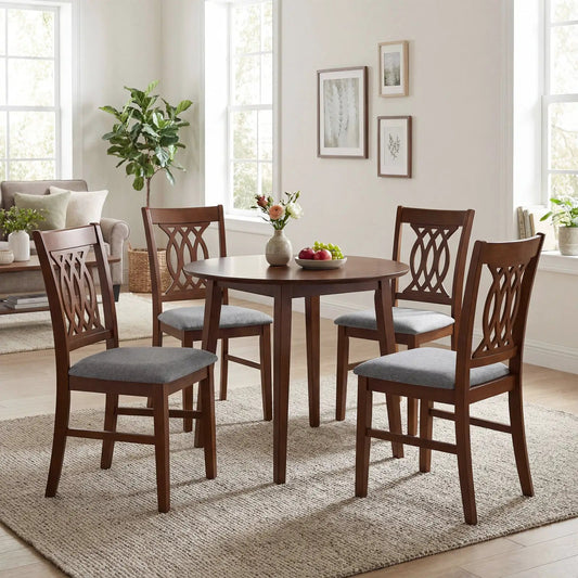 Walnut dining chairs set of 2 with padded gray seats for dining room on Tampa Home & Garden Store
