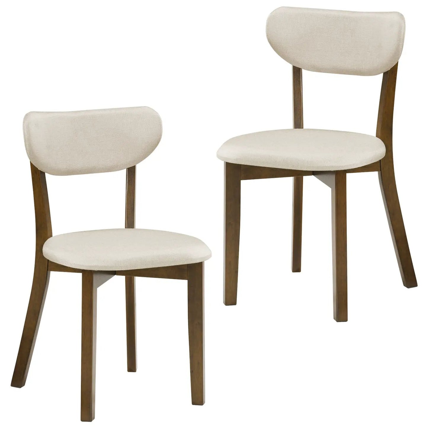 Dining chairs set of 2 upholstered mid-back chairs with wood frames beige fabric on Tampa Home & Garden Store