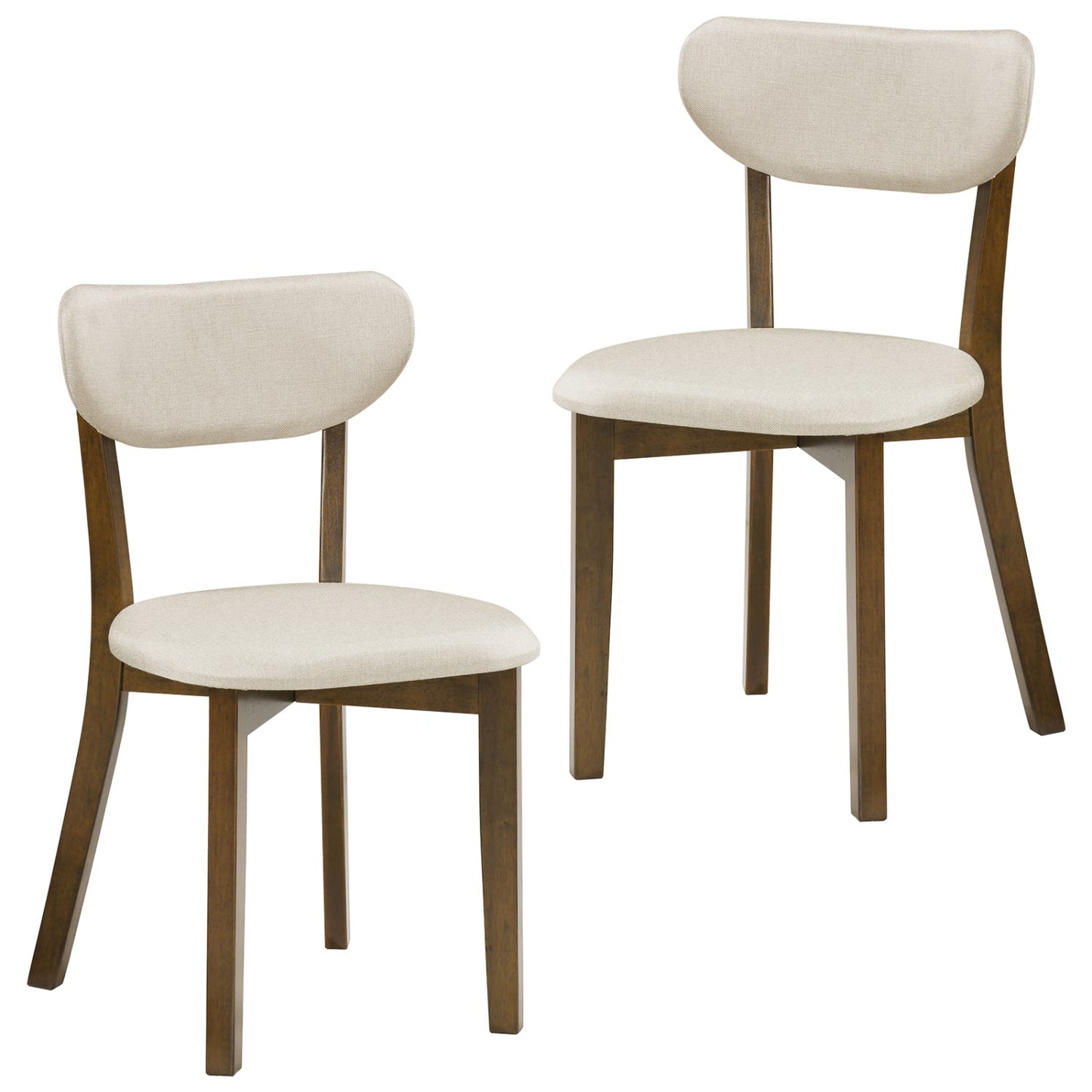 Dining Chairs Set of 2 Upholstered Mid-Back Chairs with Solid Rubber Wood Frame-Gray