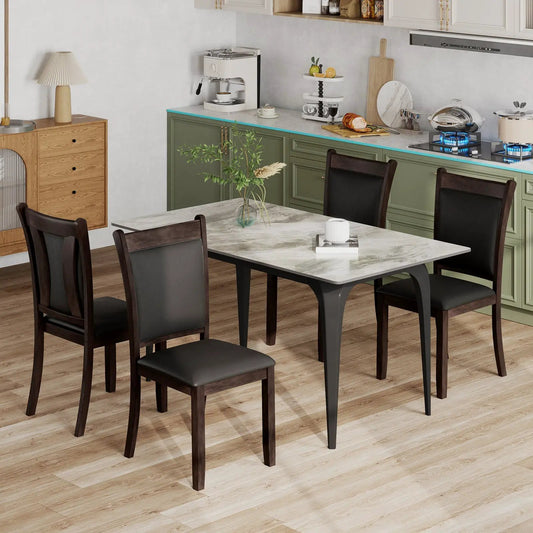 Dining Chairs Set of 2 Faux Leather Upholstered Kitchen Side Chairs with Padded Seat-Gray - Tampa Home & Garden Store