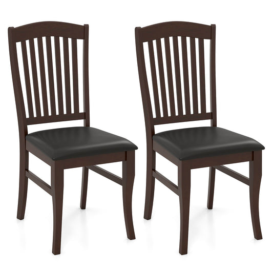 Juego de 2 sillas de comedor, sillas auxiliares de cocina, sillas de comedor sin brazos de mediados de siglo - Café