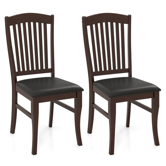 Dining chairs set of 2 by DirectDeals in dark brown wood with slatted backs and black seats on Tampa Home & Garden Store
