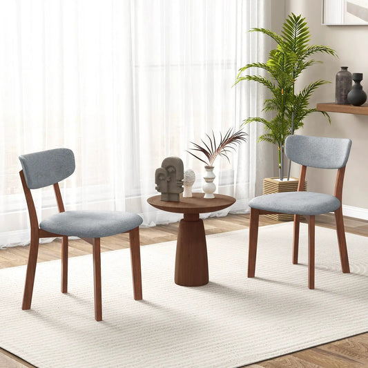Dining chairs set of 2 upholstered mid-back chairs with wood frame in gray-blue fabric on Tampa Home & Garden Store