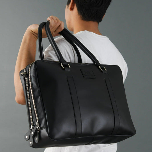 Dixon Black Buffalo Leather Laptop Briefcase - Tampa Home & Garden Store