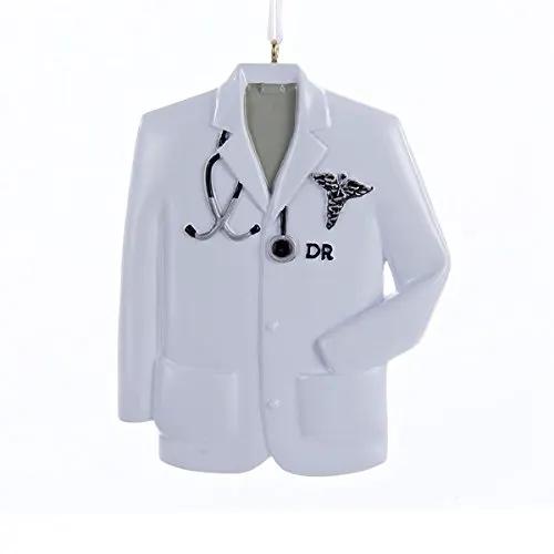 Doctor White Coat Ornament personalized resin Christmas ornament with stethoscope DR embroidery on Tampa Home & Garden Store