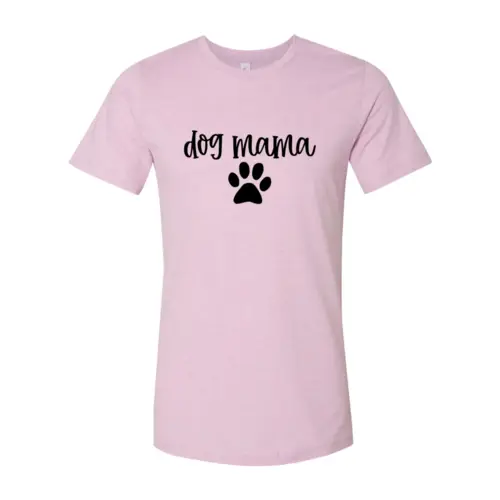 Dog Mama T-shirt in pink premium cotton with black paw print and text by Furr Baby Gifts on Tampa Home & Garden Store