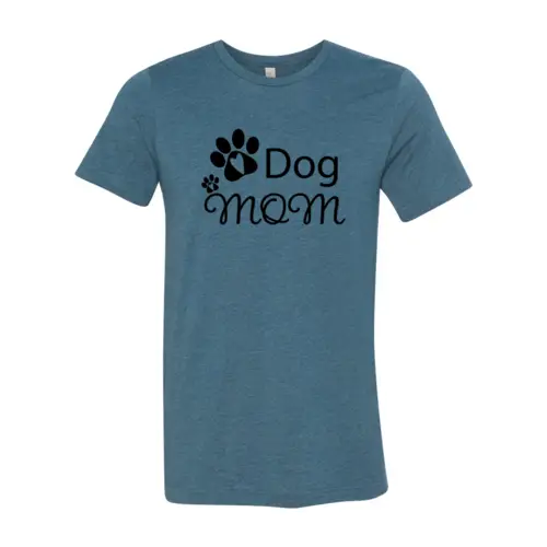 Dog Mom T-shirt with paw print design in blue heather by Furr Baby Gifts on Tampa Home & Garden Store