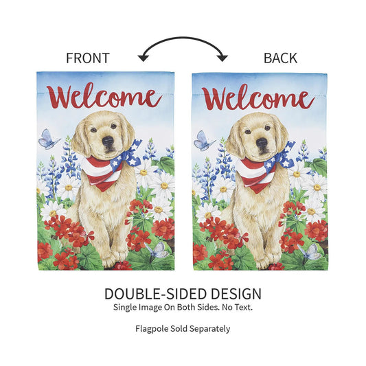 Patriotic dog with bandana garden suede flag double-sided design two panels on Tampa Home & Garden Store