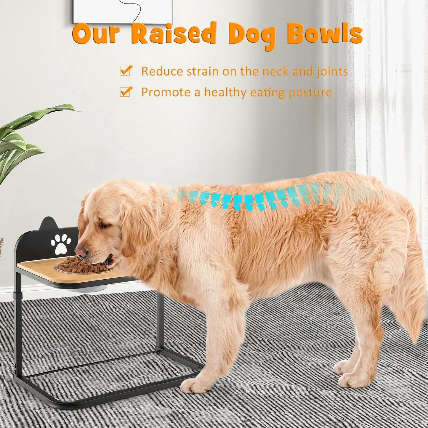 DirectDeals dog bowl stand with 2 stainless steel bowls on a black metal frame on Tampa Home & Garden Store