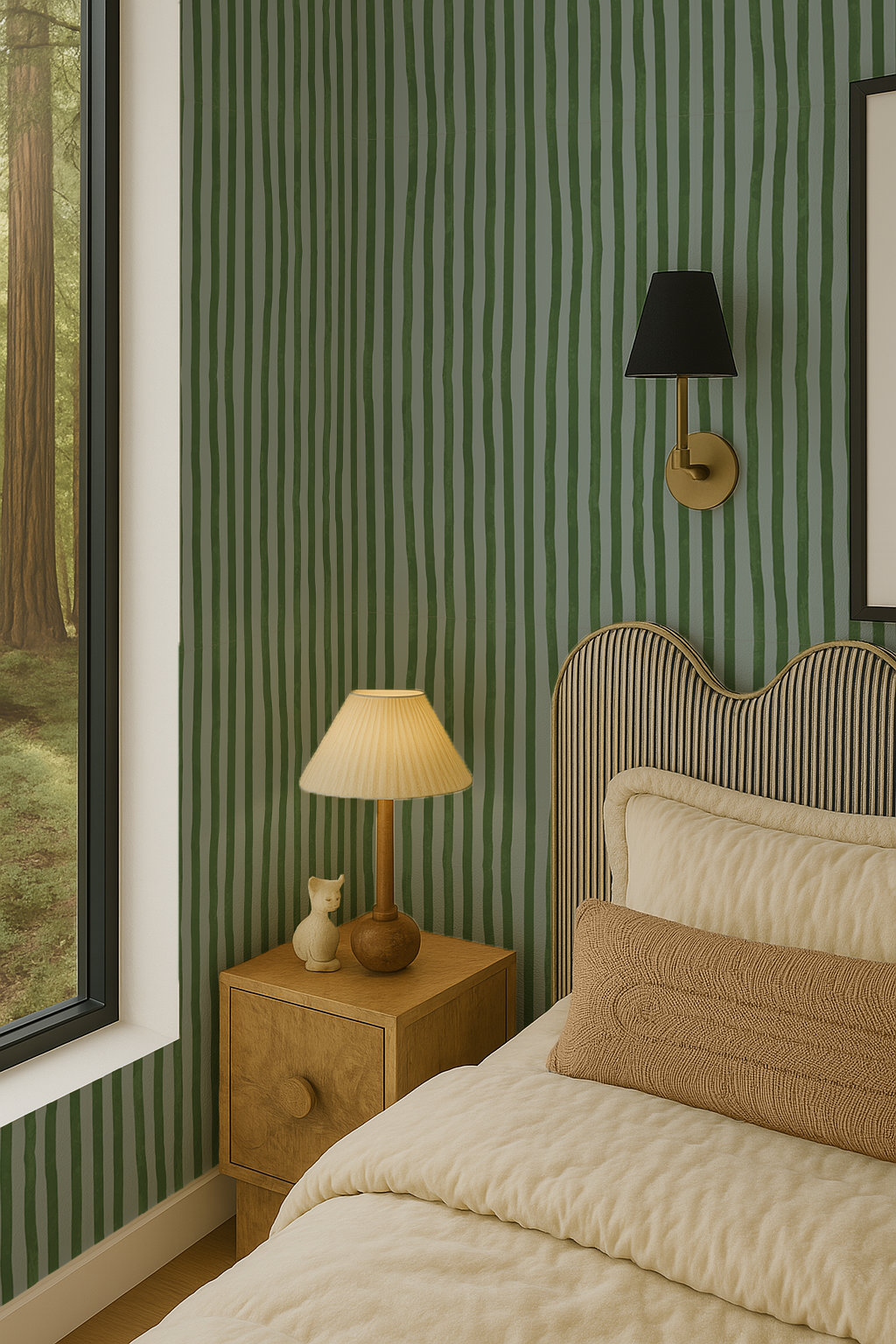 Dolce Stripe Wallpaper, blue and green - Tampa Home & Garden Store