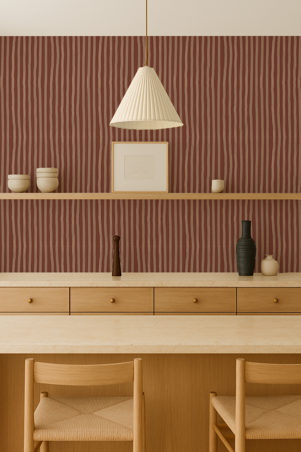 Dolce Stripe Wallpaper, brown and peach - Tampa Home & Garden Store