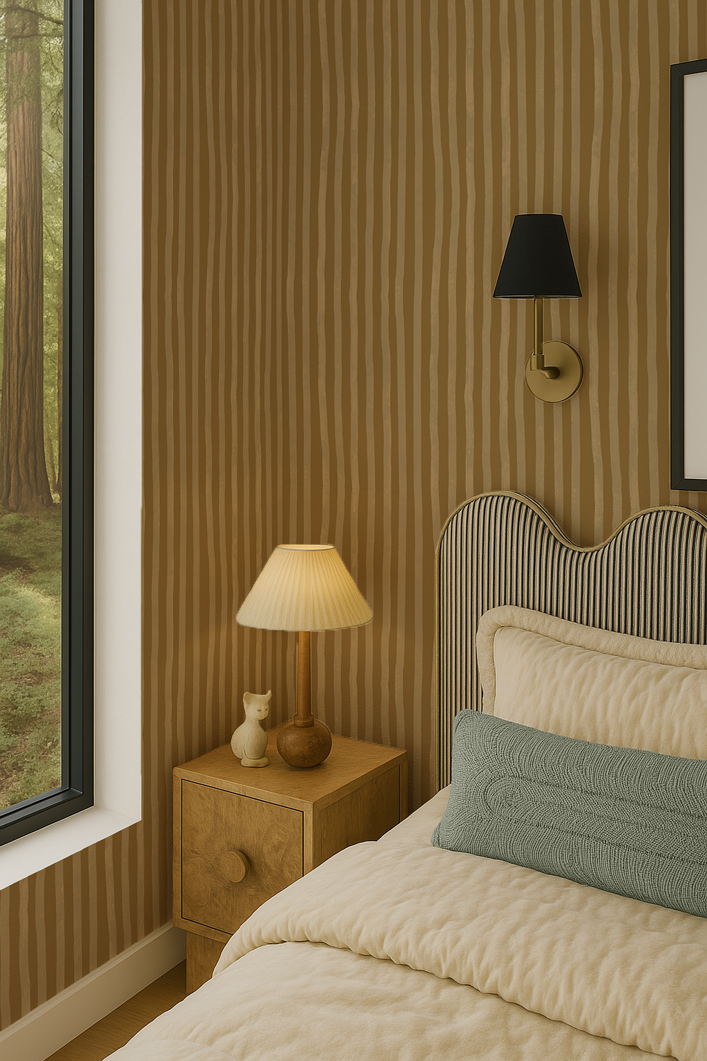Dolce Stripe Wallpaper, mustard yellow and butter - Tampa Home & Garden Store