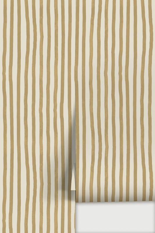 Dolce Stripe Wallpaper, off-white and butter yellow - Tampa Home & Garden Store