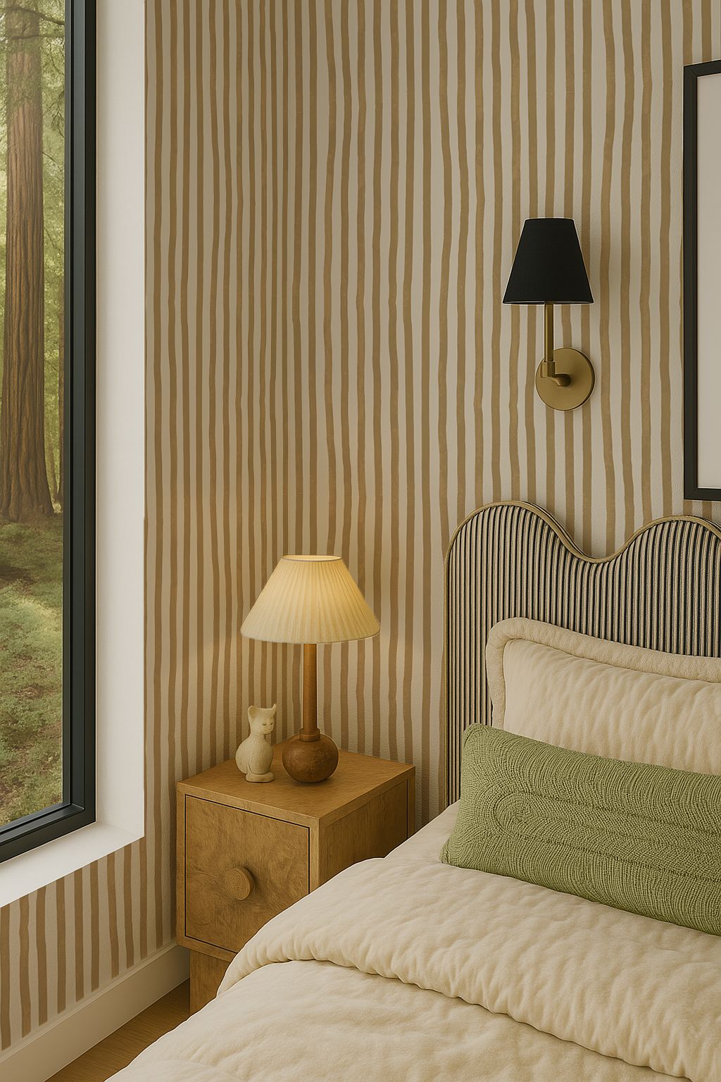 Dolce Stripe Wallpaper, off-white and butter yellow - Tampa Home & Garden Store