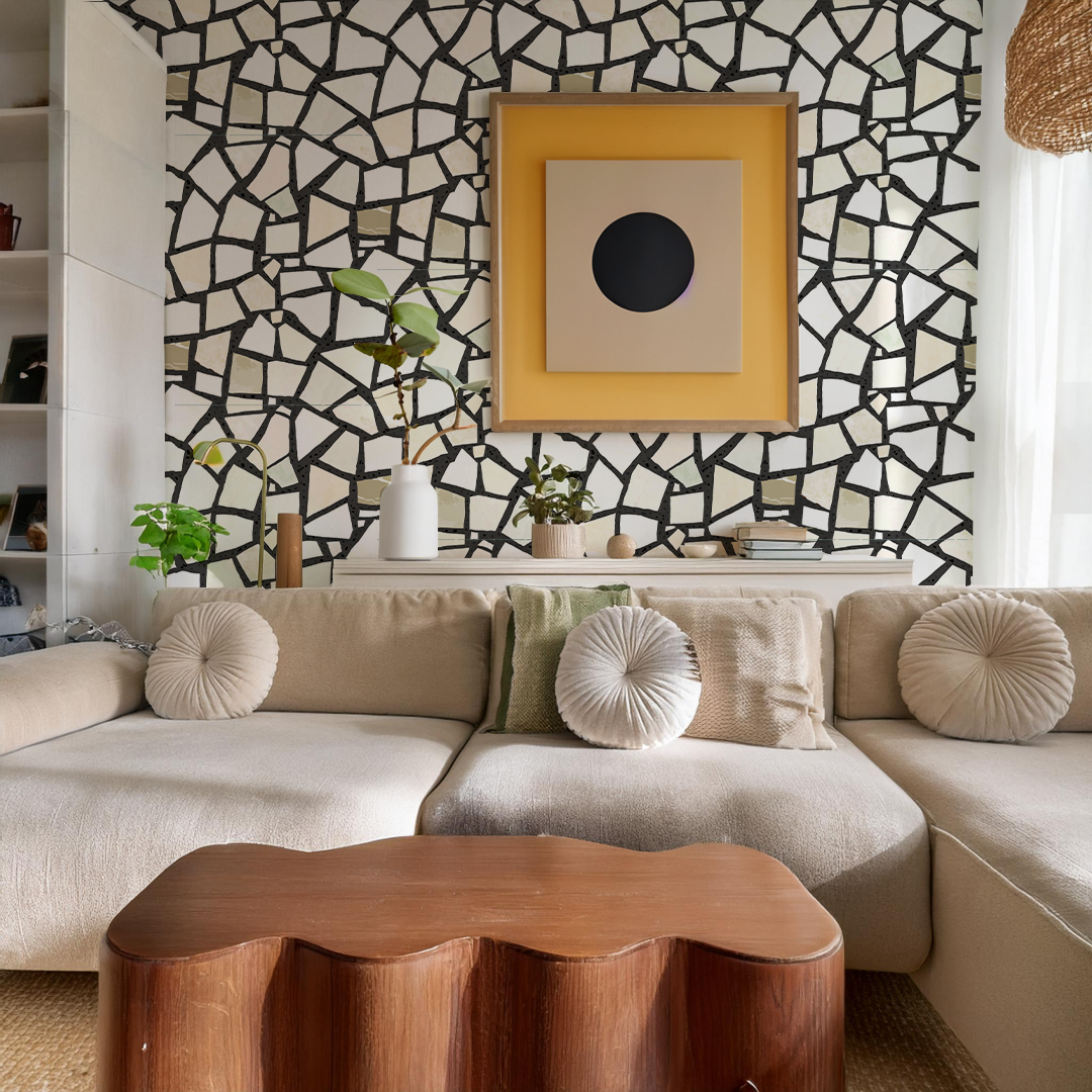 Dolce Terrazzo Wallpaper, black and white - Tampa Home & Garden Store