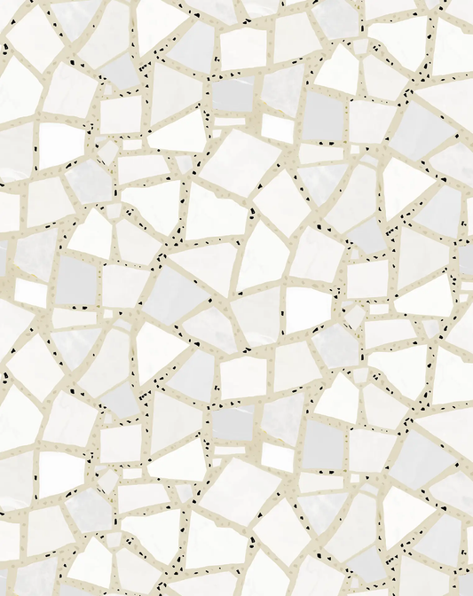 Dolce Terrazzo Wallpaper Tan Italian Inspired beige grout pattern Samantha Santana Creative on Tampa Home & Garden Store