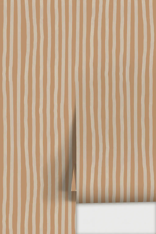 Dolce Stripe Wallpaper apricot and off-white with wavy stripes Samantha Santana Creative on Tampa Home & Garden Store