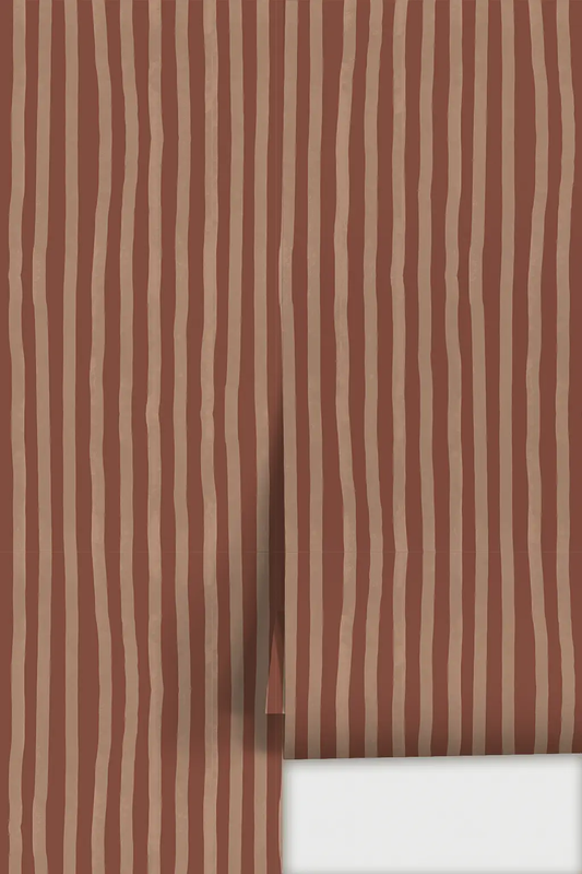 Dolce Stripe Wallpaper brown and peach with vertical stripes by Samantha Santana Creative on Tampa Home & Garden Store