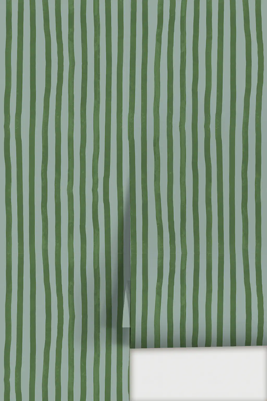 Dolce Stripe Wallpaper blue and green vertical stripe pattern for walls on Tampa Home & Garden Store