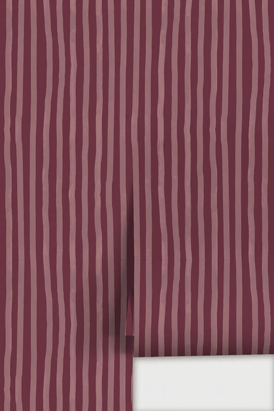Wallpaper Dolce Stripe in eggplant and mauve, vertical stripes Samantha Santana Creative on Tampa Home & Garden Store