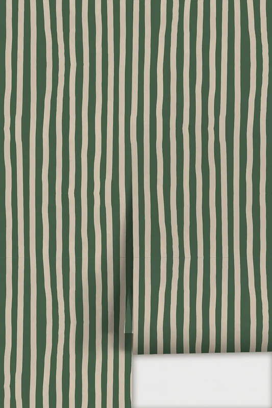Dolce Stripe Wallpaper Green and Beige; green beige vertical stripes wallpaper pattern on Tampa Home & Garden Store