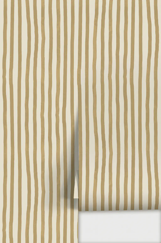Wallpaper Dolce Stripe off-white butter-yellow pattern by Samantha Santana Creative on Tampa Home & Garden Store
