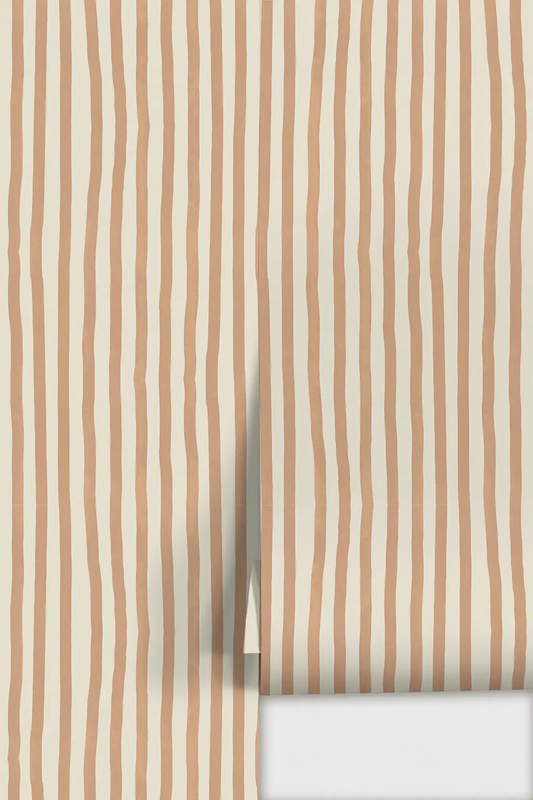 Dolce Stripe Wallpaper in Off-White and Peach by Samantha Santana Creative on Tampa Home & Garden Store