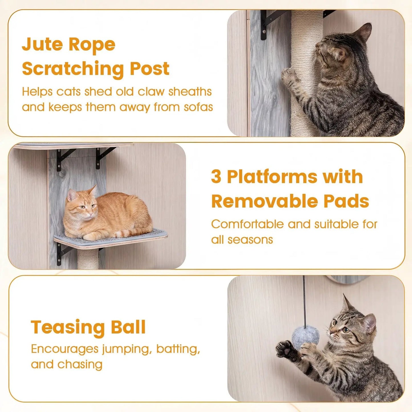 Door Hanging Cat Climber four-level plush bed with jute rope scratching post by DirectDeals on Tampa Home & Garden Store