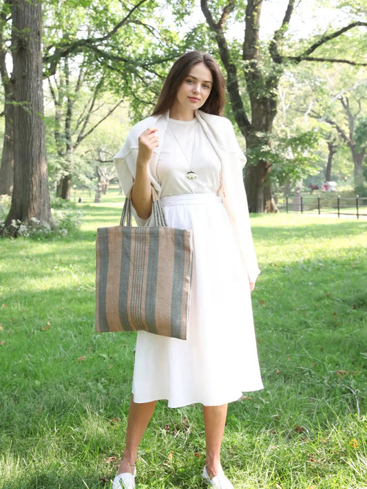 Dora Jute Tote Bag - Pale Green - Tampa Home & Garden Store