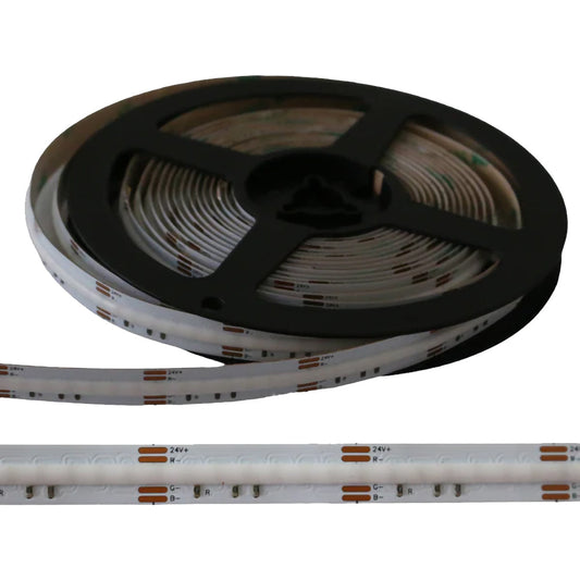Tira de luces LED RGB lineales sin puntos SLD05 que cambian de color, 4,4 W/pie, COB, bajo voltaje, 24 V CC