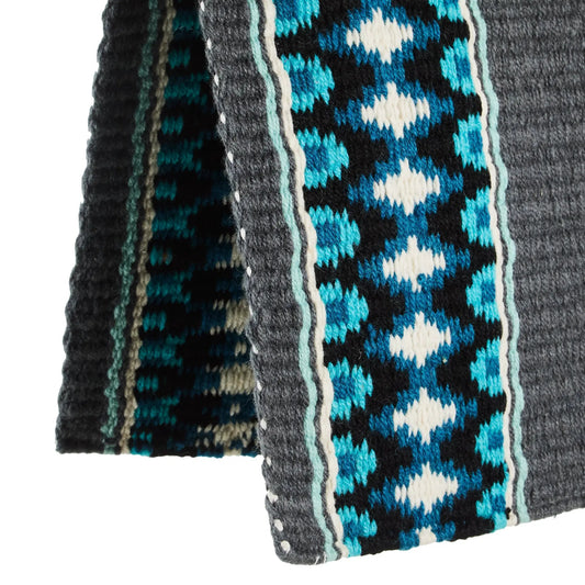 Double Arrow saddle blanket Mayatex 40x34 New Zealand wool teal black white pattern on Tampa Home & Garden Store