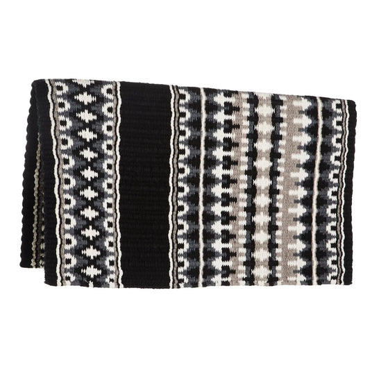 Mayatex Double Arrow 40x34 NZ wool saddle blanket black white geometric pattern on Tampa Home & Garden Store