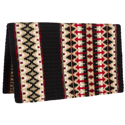 Mayatex Double Arrow 40x34 NZ wool saddle blanket black beige red geometric pattern on Tampa Home & Garden Store
